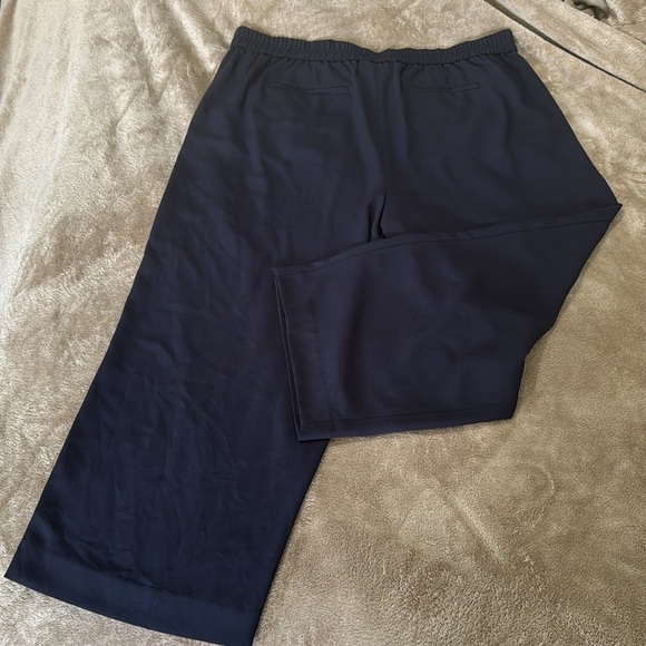 Talbots Navy Blue Pull-On Wide Leg Elastic Waist Drawstring  Pants - Picture 4 of 11